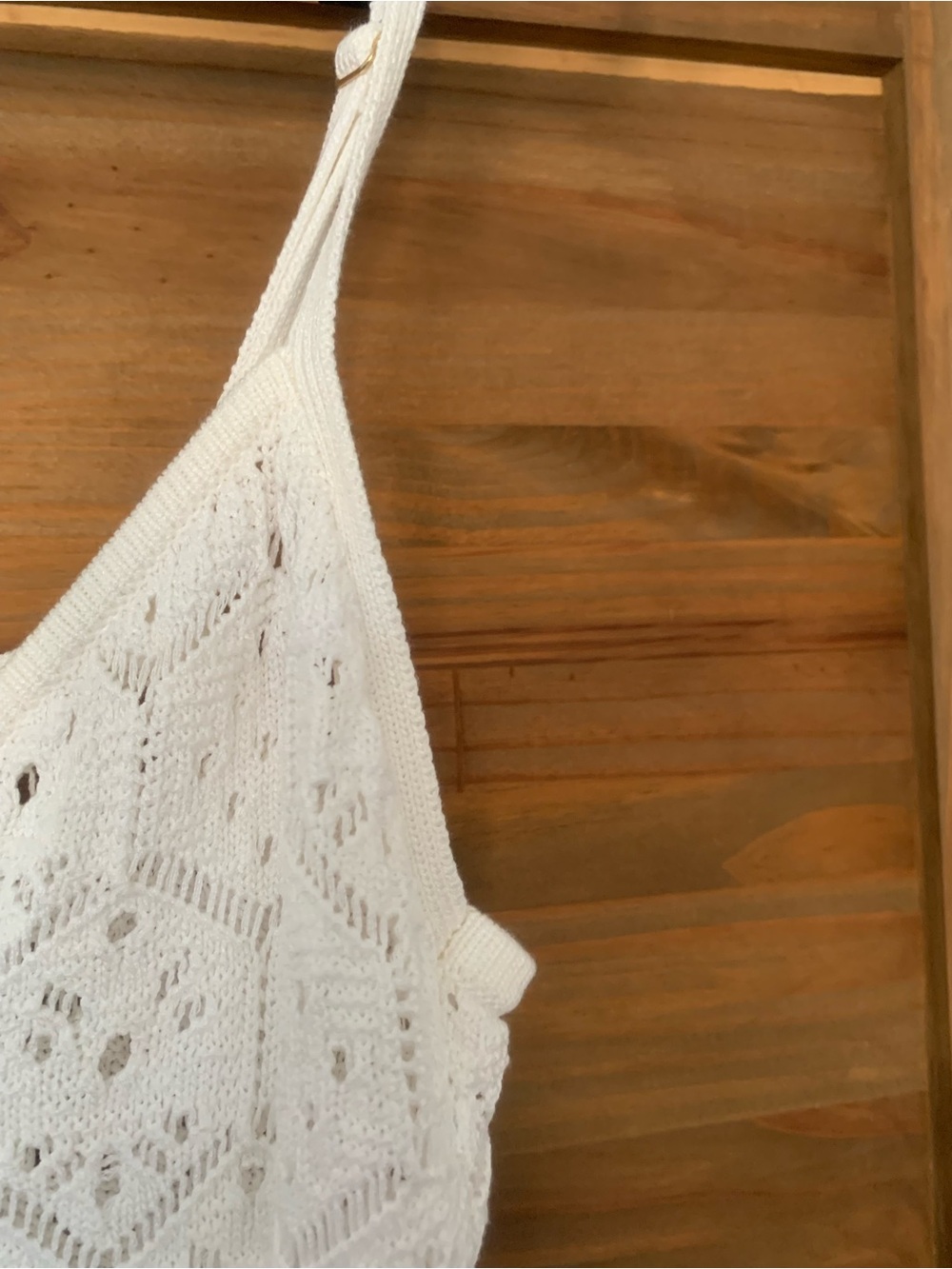 White Crochet Dress with Spaghetti Straps by Everyday Sunday L - Picture 5 of 10